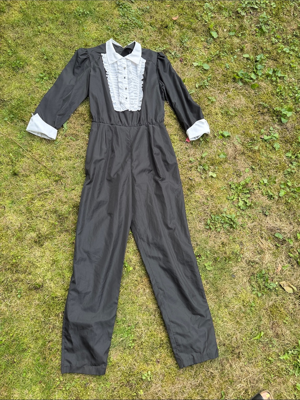 80’s Black Jumpsuit with White Tuxedo Bib